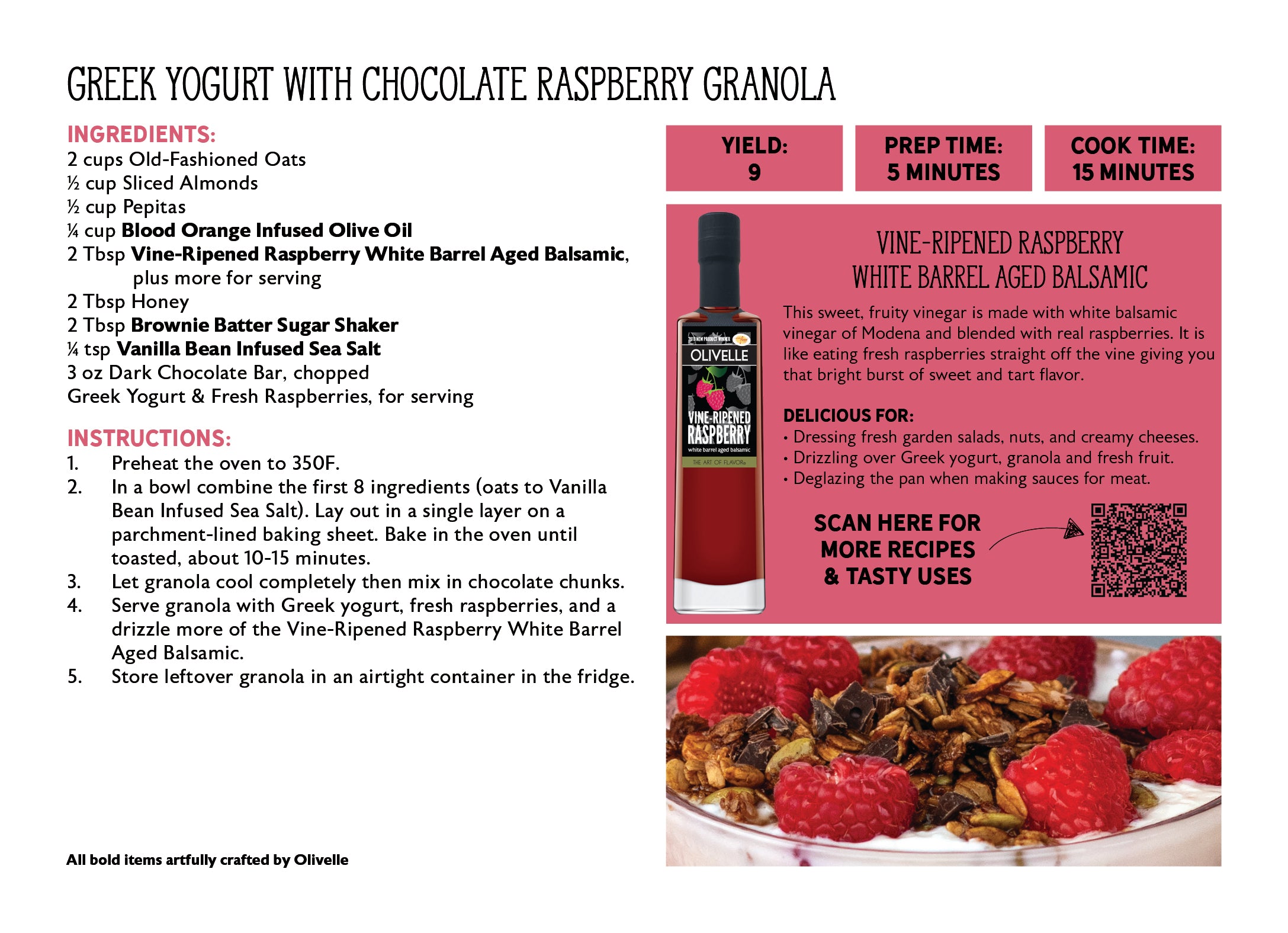 Vine-Ripened Raspberry White Barrel Aged Balsamic - 100ml Bottled